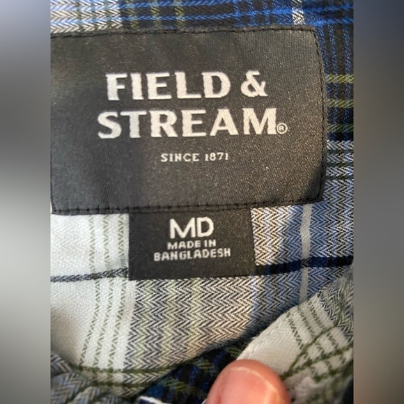 Field & Stream Men's Short Sleeve Button Up Flannel Shirt Sz M Blue Gray Blue - Picture 5 of 8